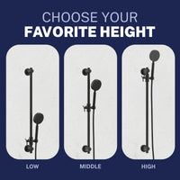 Adjustable Height Steve White Bundle - 2H Valve and Trim Slide Bar with 1-Spray and 8-inch Rain Shower Head Matte Black / 2.5 - The Shower Head Store