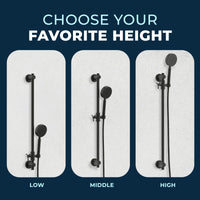 Favorite Height ALL Metal Shower Slide Bar with Hand Held Shower Head & Hose Matte Black / 2.5 GPM Matte Black / 1.75 GPM - The Shower Head Store