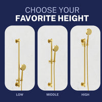 Slide Bar Height 27.5 Inch Shower Head Slide Bar Brushed Gold - The Shower Head Store