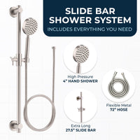 Everything You Need ALL Metal Shower Slide Bar with Hand Held Shower Head & Hose Brushed Nickel / 2.5 GPM Brushed Nickel / 1.75 GPM - The Shower Head Store