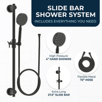 Everything You Need ALL Metal Shower Slide Bar with Hand Held Shower Head & Hose Matte Black / 2.5 GPM Matte Black / 1.75 GPM - The Shower Head Store