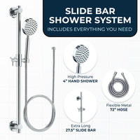 Includes Everything ALL Metal Shower Slide Bar with Hand Held Shower Head & Hose Chrome / 2.5 GPM Chrome / 1.75 GPM - The Shower Head Store