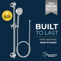 Built to Last ALL Metal Shower Slide Bar with Hand Held Shower Head & Hose Chrome - The Shower Head Store