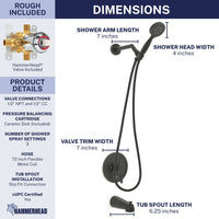 Dimensions 1-Handle Valve and Trim Shower System Matte Black / 2.5 GPM - The Shower Head Store