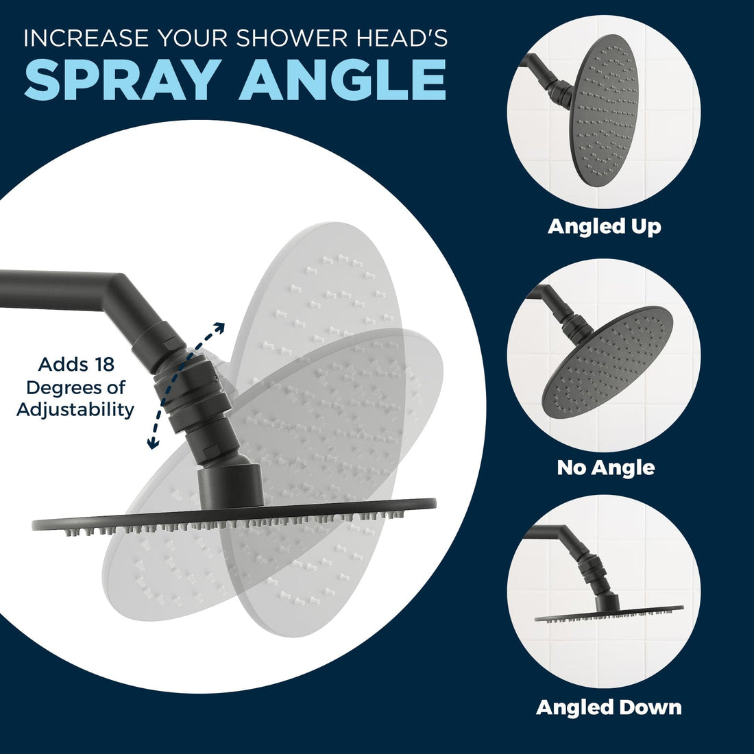 Increase Your Shower Head_s Spray Angle with Swivel Ball Adapter Attachment Matte Black - The Shower Head Store