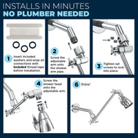 Installation 2-Inch High Pressure Shower Head with Adjustable Shower Arm Chrome / 2.5 - The Shower Head Store