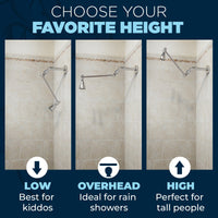 Benefit 2-Inch High Pressure Shower Head with Adjustable Shower Arm Chrome / 2.5 - The Shower Head Store