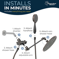 Installation 3-Spray Dual with Adjustable Arm Oil Rubbed Bronze / 2.5 GPM - The Shower Head Store