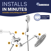 Installation 3-Spray Dual with Adjustable Arm Chrome / 2.5 GPM Chrome / 1.75 GPM - The Shower Head Store