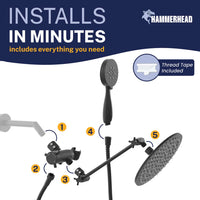 Installation 3-Spray Dual with Adjustable Arm Matte Black / 2.5 GPM - The Shower Head Store