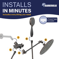 Installation 3-Spray Dual with Adjustable Arm Oil Rubbed Bronze / 2.5 GPM - The Shower Head Store