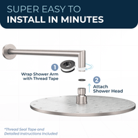Installs in Minutes 12 Inch Rain Shower Head with Arm Brushed Nickel / 2.5 - The Shower Head Store
