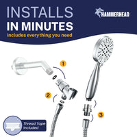 Installs in Minutes 3-Spray Handheld Shower Head Set with Pause Chrome / 2.5 GPM - The Shower Head Store