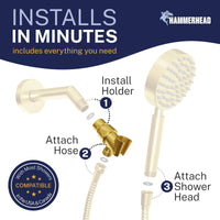 Installation Handheld Shower Head Holder Brushed Gold - The Shower Head Store