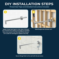 Installation J-Shaped Overhead Shower Arm Brushed Gold - The Shower Head Store