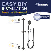 Easy Install Slide Bar with 3-Spray Hand Held Shower Head & Hose Oil Rubbed Bronze / 2.5 GPM Oil Rubbed Bronze / 1.75 GPM - The Shower Head Store