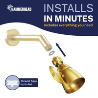 Installation HammerHead Showers 2-Inch Shower Head Brushed Gold / 2.5 GPM Brushed Gold / 1.75 GPM - The Shower Head Store