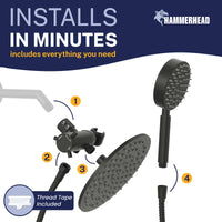 Installation 1-Spray Dual Shower Head Matte Black / 2.5 - The Shower Head Store