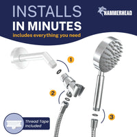 Assembly All Metal Handheld Shower Head Set 1-Spray Chrome / 2.5 - The Shower Head Store