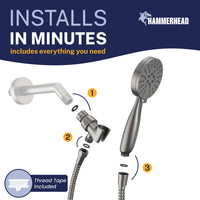 Installs in Minutes 3-Spray Handheld Shower Head Set HammerHead Gray / 2.5 GPM HammerHead Gray / 1.75 GPM - The Shower Head Store
