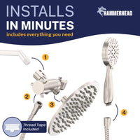 Easy to Install 3-Spray Dual Shower Head Brushed Nickel / 2.5 - The Shower Head Store