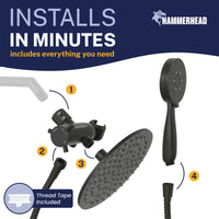 Easy Install 3-Spray Dual Shower Head Combo Matte Black / 2.5 GPM - The Shower Head Store