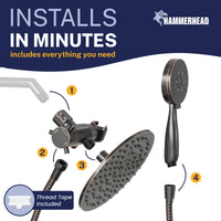 Easy install 3-Spray Dual Shower Head Combo Oil Rubbed Bronze / 2.5 GPM - The Shower Head Store