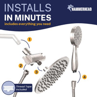 Installation 3-Spray Dual Shower Head Brushed Nickel / 1.75 GPM - The Shower Head Store