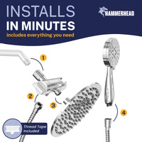 Installation 3-Spray Dual Shower Head Combo Chrome / 1.75 GPM - The Shower Head Store
