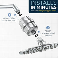 Installation All Metal Shower Head Filter with 8 Inch Rainfall Shower Head Chrome / 1.75 - The Shower Head Store