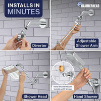 Installs in Minutes Square Dual Shower Head Set Chrome / 2.5 - The Shower Head Store