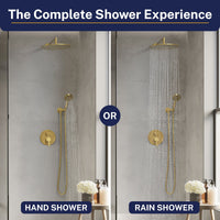 Complete Shower Experience 2-Handle Shower System with 10" Rain, Diverter & Handheld Brushed Gold / 2.5 GPM - The Shower Head Store