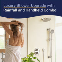 Lifestyle Steve White Bundle - 2H Valve and Trim Slide Bar with 1-Spray and 8-inch Rain Shower Head Chrome / 2.5 - The Shower Head Store