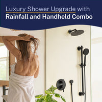 Lifestyle Steve White Bundle - 2H Valve and Trim Slide Bar with 1-Spray and 8-inch Rain Shower Head Matte Black / 2.5 - The Shower Head Store