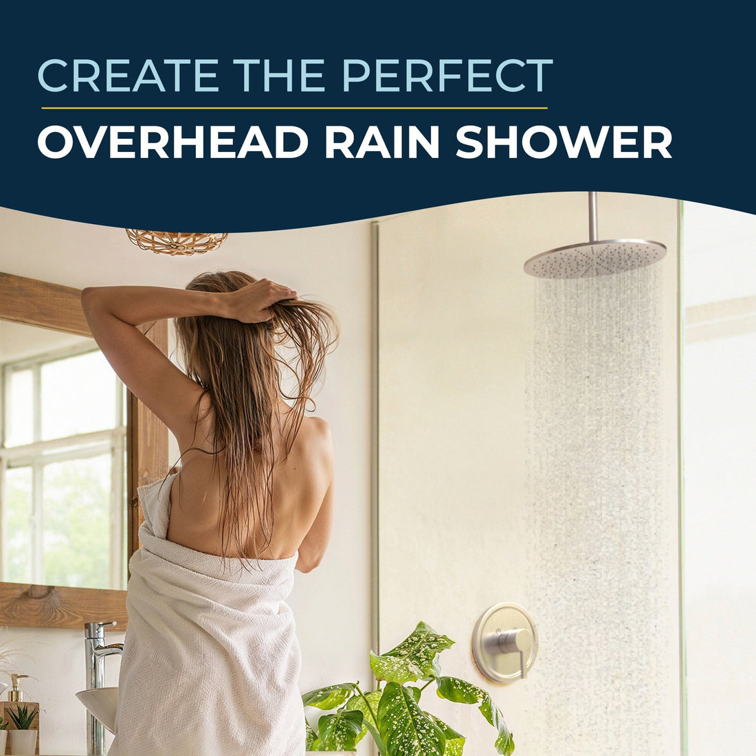 Lifestyle 12 Inch Rain Shower Head and 6 Inch Ceiling Mount Shower Arm Brushed Nickel - HammerHead Showers