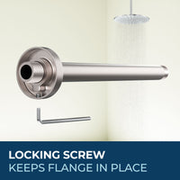 Locking Flange Feature Straight Shower Arm Brushed Nickel / 12 Inch - The Shower Head Store