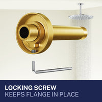 Locking Flange Feature Straight Shower Arm Brushed Gold / 6 Inch - The Shower Head Store