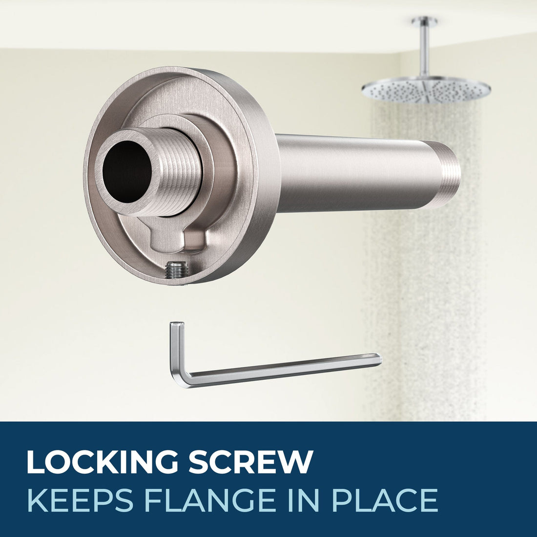 Flange Features 12 Inch Rain Shower Head and 6 Inch Ceiling Mount Shower Arm Brushed Nickel - HammerHead Showers