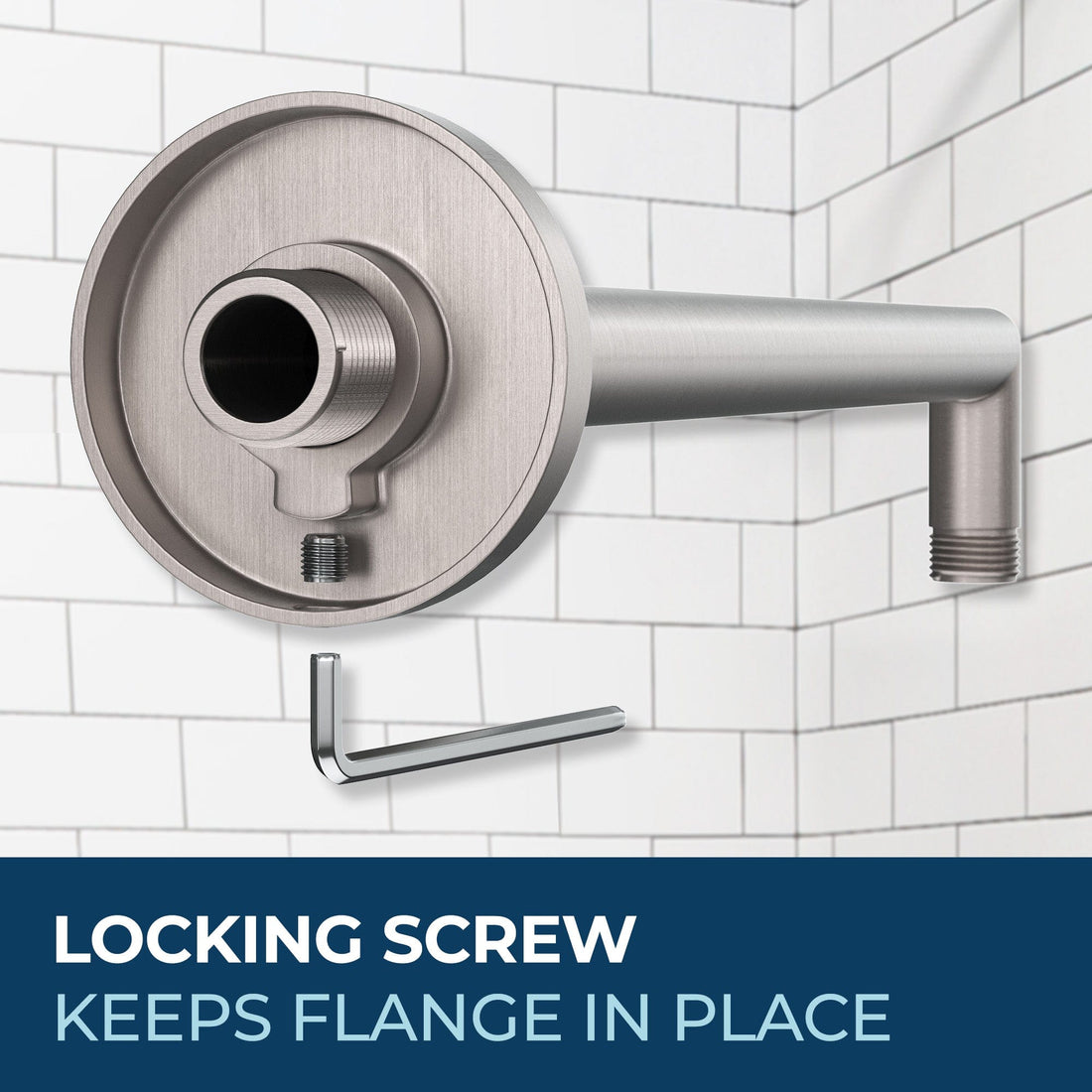 Locking Flange 12 Inch Rain Shower Head with Arm Brushed Nickel / 2.5 - The Shower Head Store