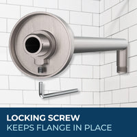Locking Flange 12 Inch Rain Shower Head with Arm Brushed Nickel / 2.5 - The Shower Head Store