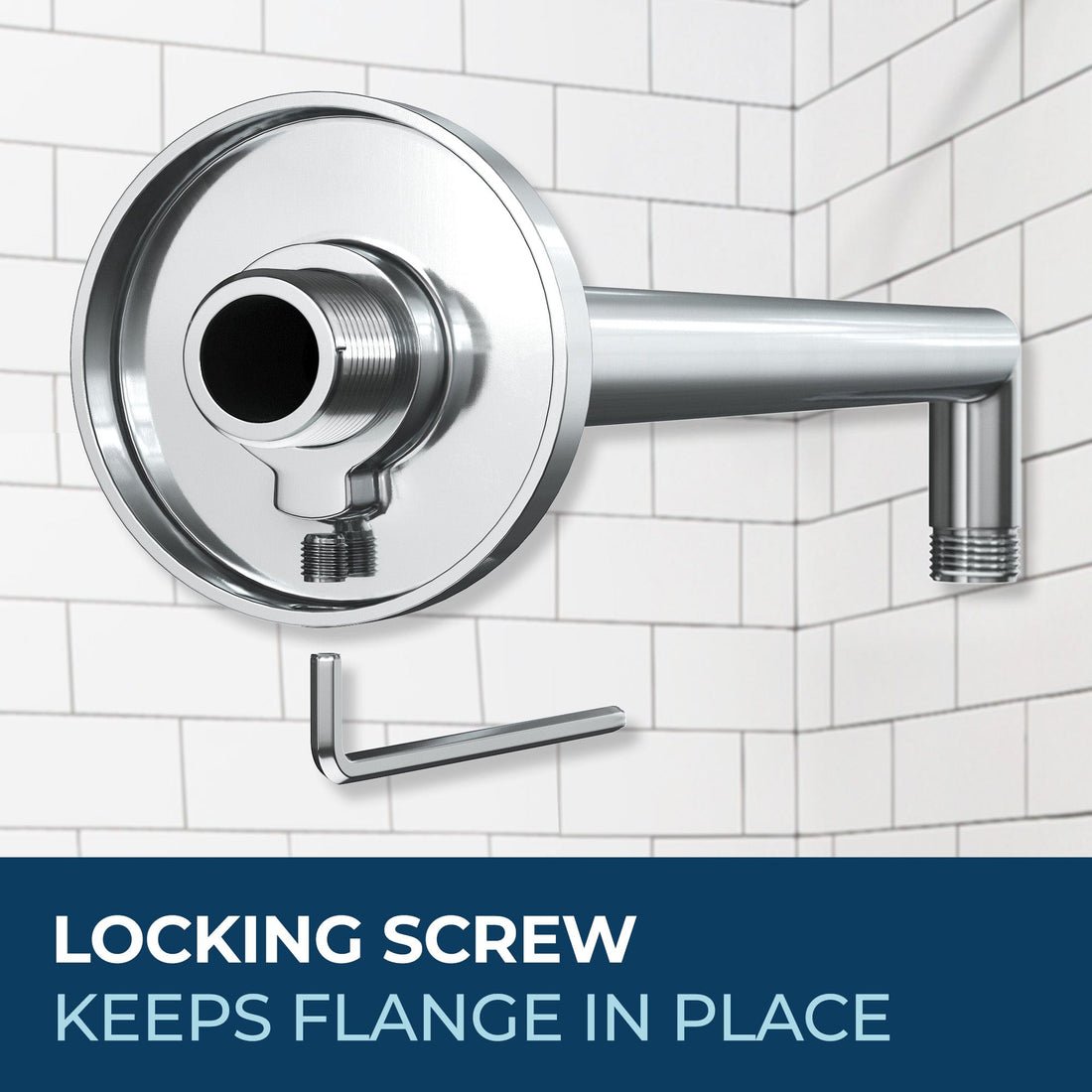 Locking Flange 12 Inch Rain Shower Head with Arm Chrome / 2.5 - The Shower Head Store