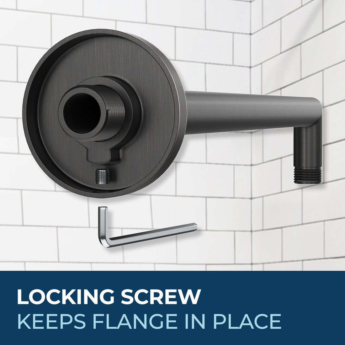 Locking Flange Feature J-Shaped Overhead Shower Arm Oil Rubbed Bronze  - The Shower Head Store