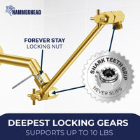 Locking Gears 12 Inch Adjustable Shower Arm Extension 12 Inch / Brushed Gold - The Shower Head Store