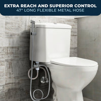 Extra Long Hose Adjustable Pressure Bidet Chrome - The Shower Head Store