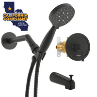 Main Image 1-Handle Valve and Trim Shower System Matte Black / 1.75 GPM - The Shower Head Store