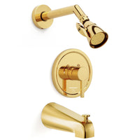 Main Image 2 Inch High Pressure Shower Head Set with Tub Spout and Valve and Trim Polished Brass / 2.5 GPM - The Shower Head Store