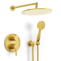 Main Image 2-Handle Shower System with 10" Rain, Diverter & Handheld Brushed Gold / 2.5 GPM - The Shower Head Store