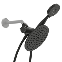 All Metal 3-Spray Dual Shower Head Combo with Hand Held & Rain Shower - Matte Black - Left Side - The Shower Head Store