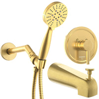 Main Image Tub Spout with Valve and Trim 3-Spray Handheld and Shower Arm Brushed Gold / 2.5 - The Shower Head Store