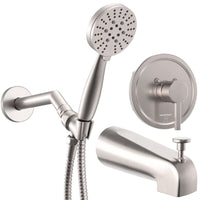 Main Image Tub Spout with Valve and Trim 3-Spray Handheld and Shower Arm Brushed Nickel / 2.5 - The Shower Head Store